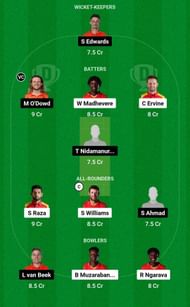 Dream11 Team for Zimbabwe vs Netherlands - ICC Cricket World Cup Qualifiers 2023.